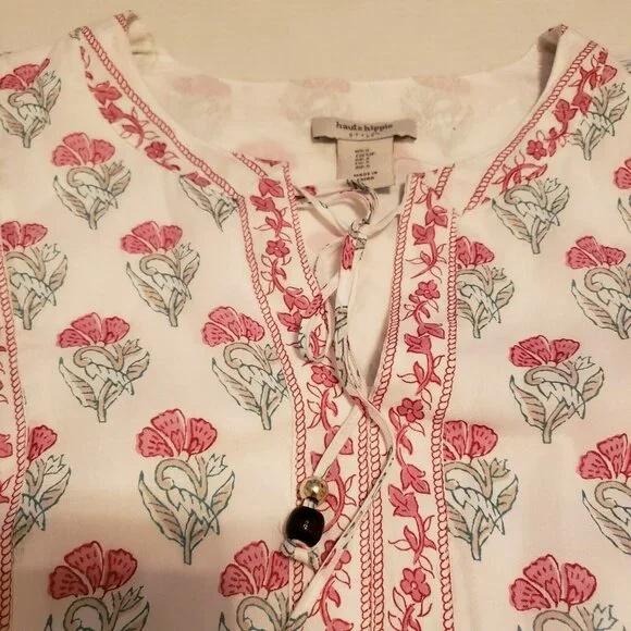 NWOT Haute Hippie Long Sleeve Dress Boho Lined Floral‎ Cotton Rayon Size Small - Picture 6 of 13